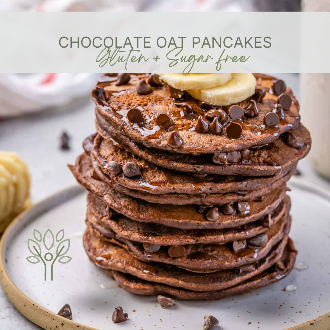 Chocolate Chip Oat Pancakes - Gluten & Sugar-Free
